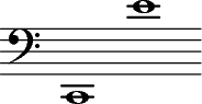 score image showing organ pedal range from C below bass staff to E above it
